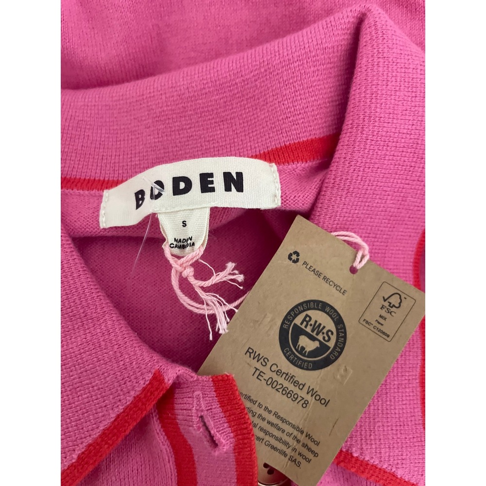 Boden Pink Wool Blend Liz Knitted Collared Cardigan Sweater Women's Small NWT - Picture 5 of 6